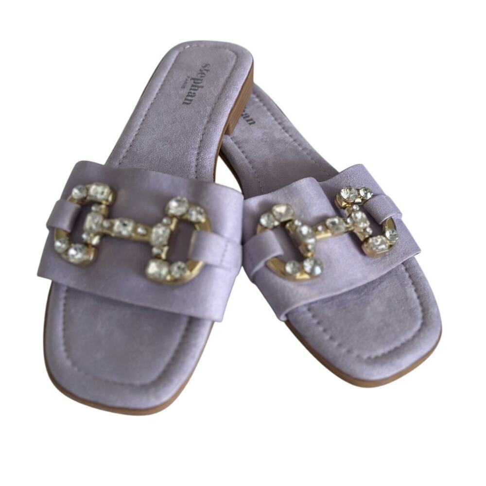 Stephan Paris Lilac Slides Size 9 – Bridal Brunch Summer Sandals New